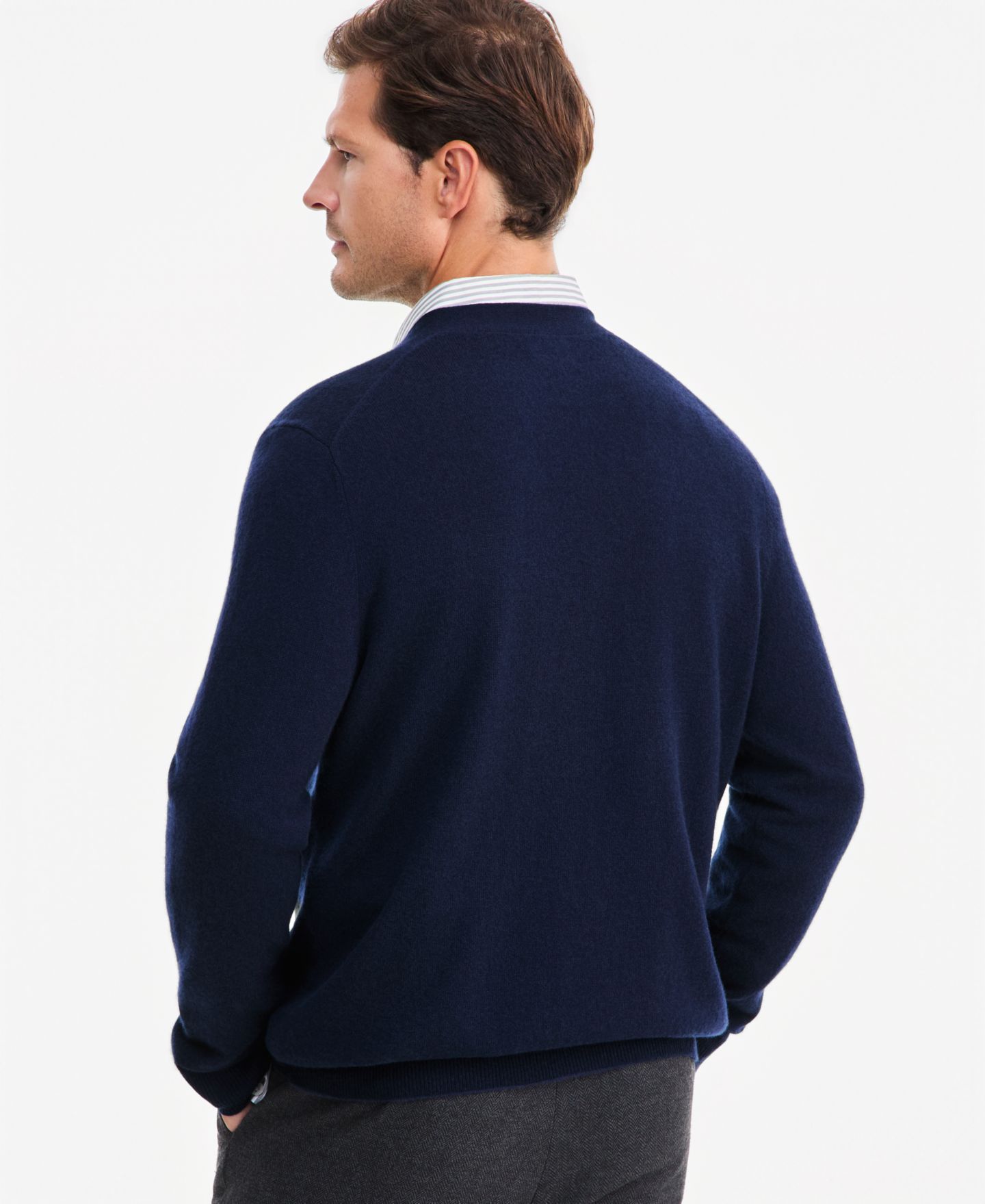 Мужской кардиган Club Room Cashmere V-Neck, цвет: Тёмный тёмно-синий — фото 3
