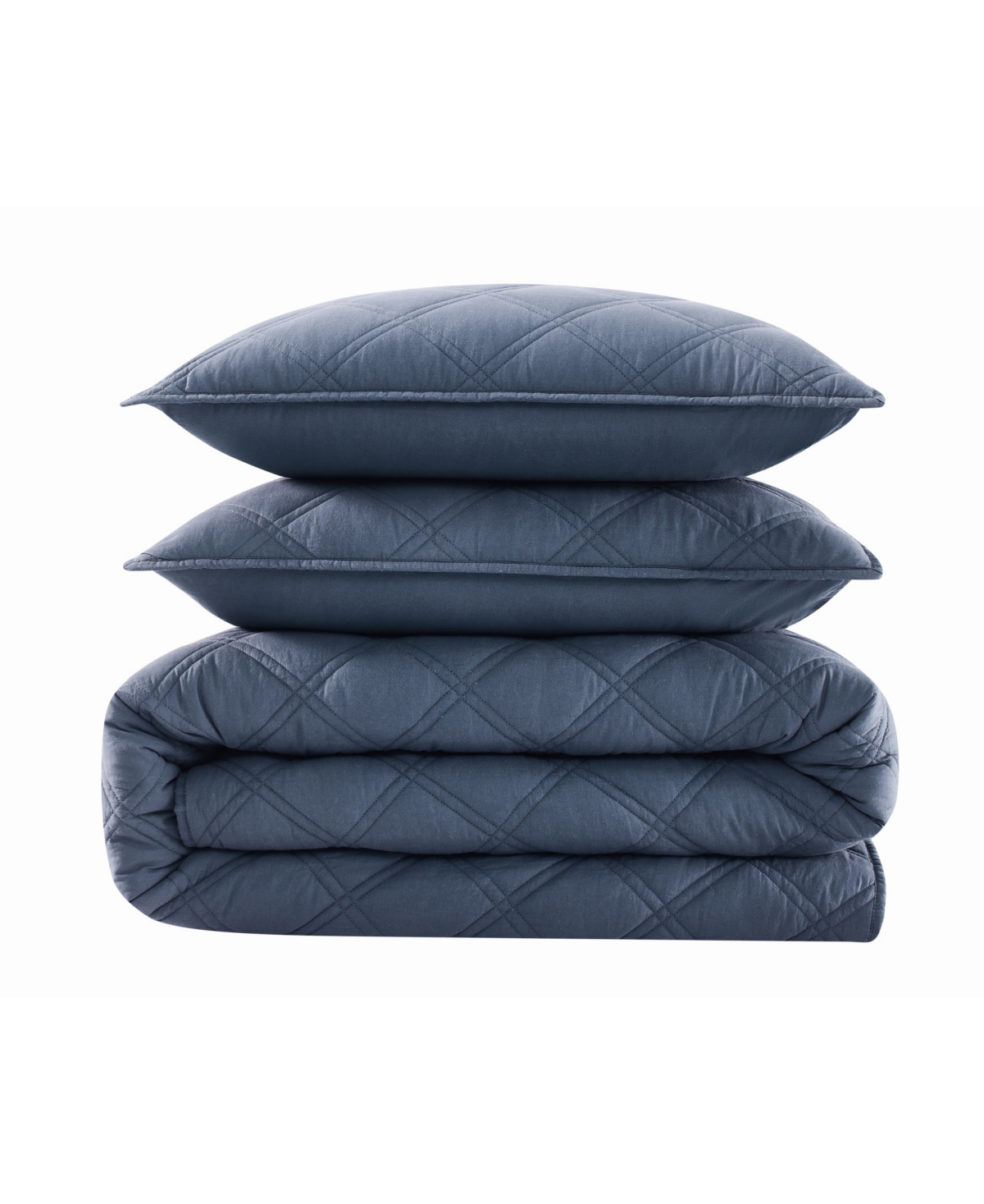 Brooklyn Loom Diamond Washed Cotton -Piece Quilt Set