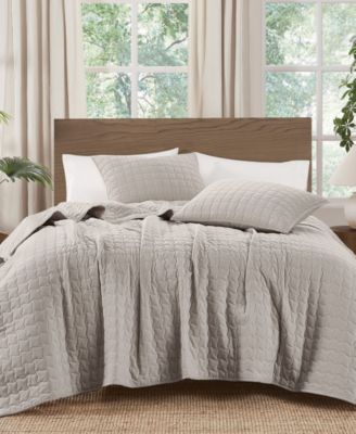 Matte Cotton Velvet Wavy Square 2-Piece Quilt Set, Twin/Twin XL