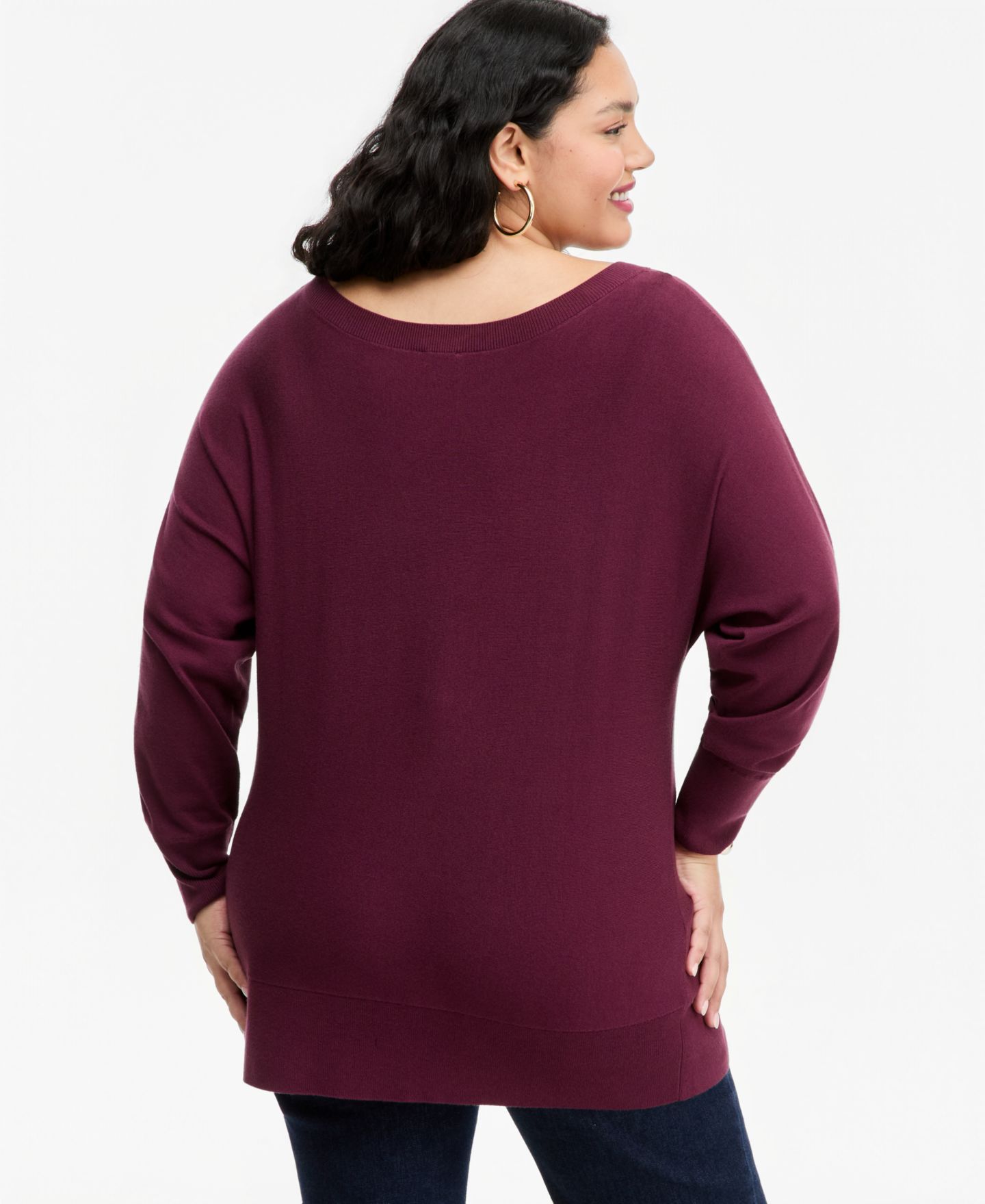Женский свитер I.N.C. International Concepts Plus Size Boat Neck Raglan, цвет: Ягодный винный — фото 3