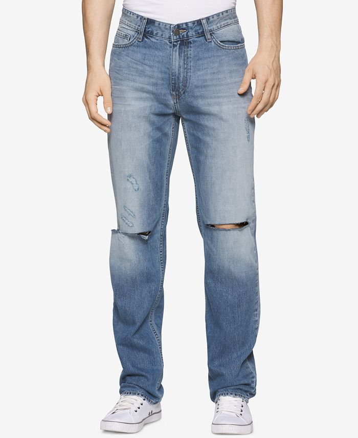 Calvin Klein Jeans Men's Straight-Fit Essential Blue Jeans - Macy's