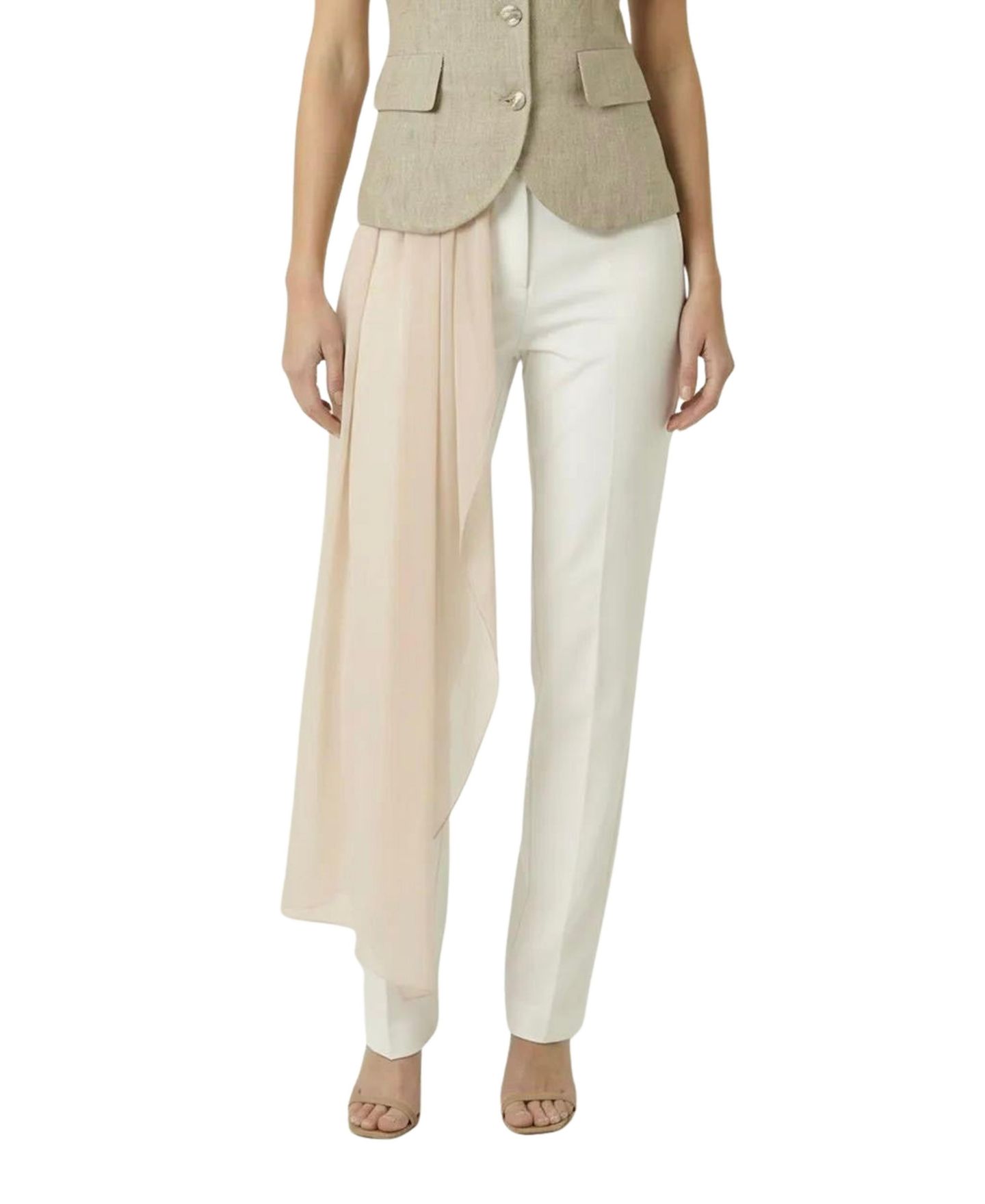 Женский жилет Modenaire Tailored Sleeveless V-Neck Button-Front, цвет: Бежевый — фото 4