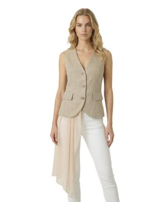 Women's Tailored Sleeveless V-Neck Button-Front Vest