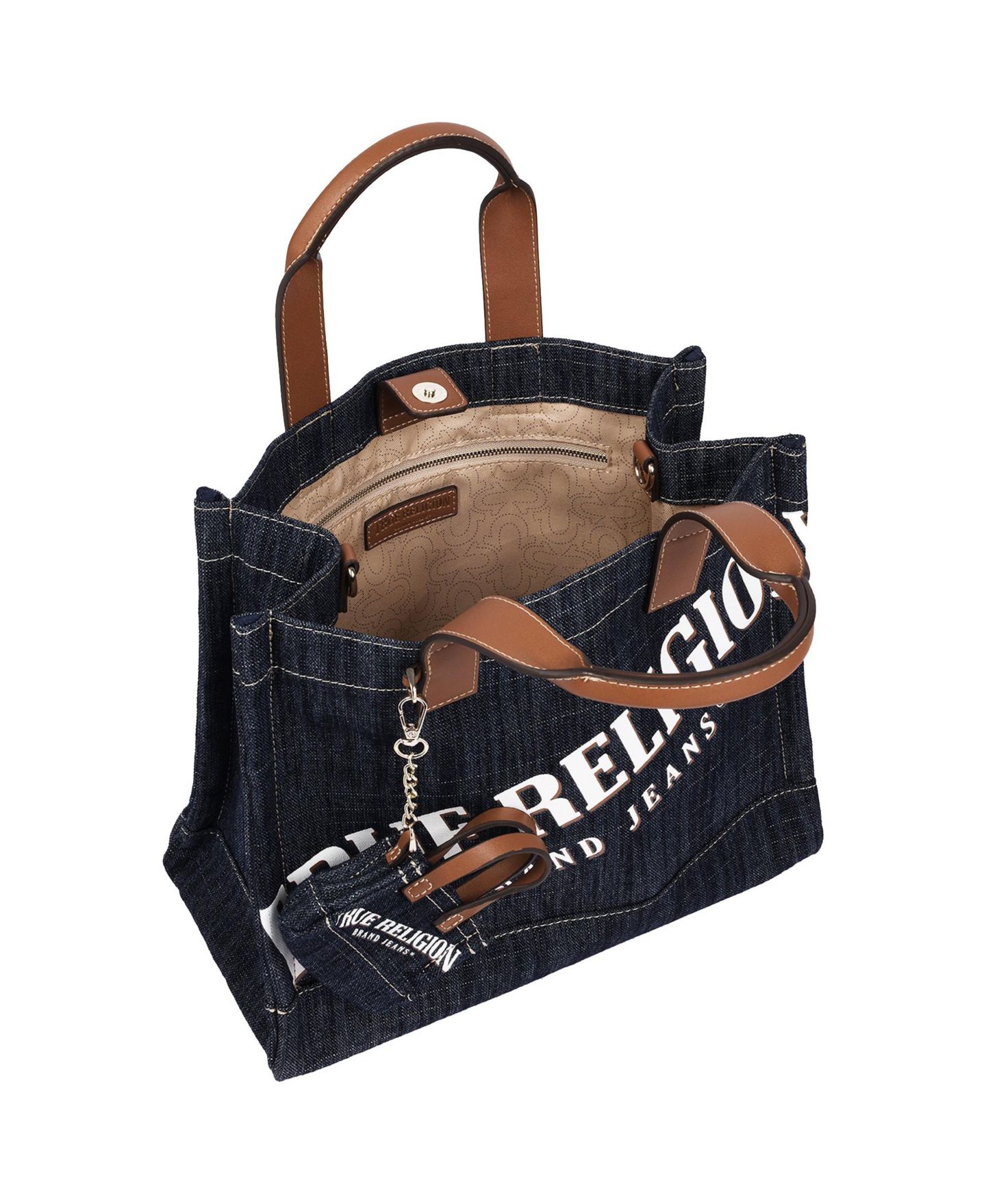 Женская сумка True Religion Logo Denim Tote with Tote Dangle Charm, цвет: Чёрный — фото 5