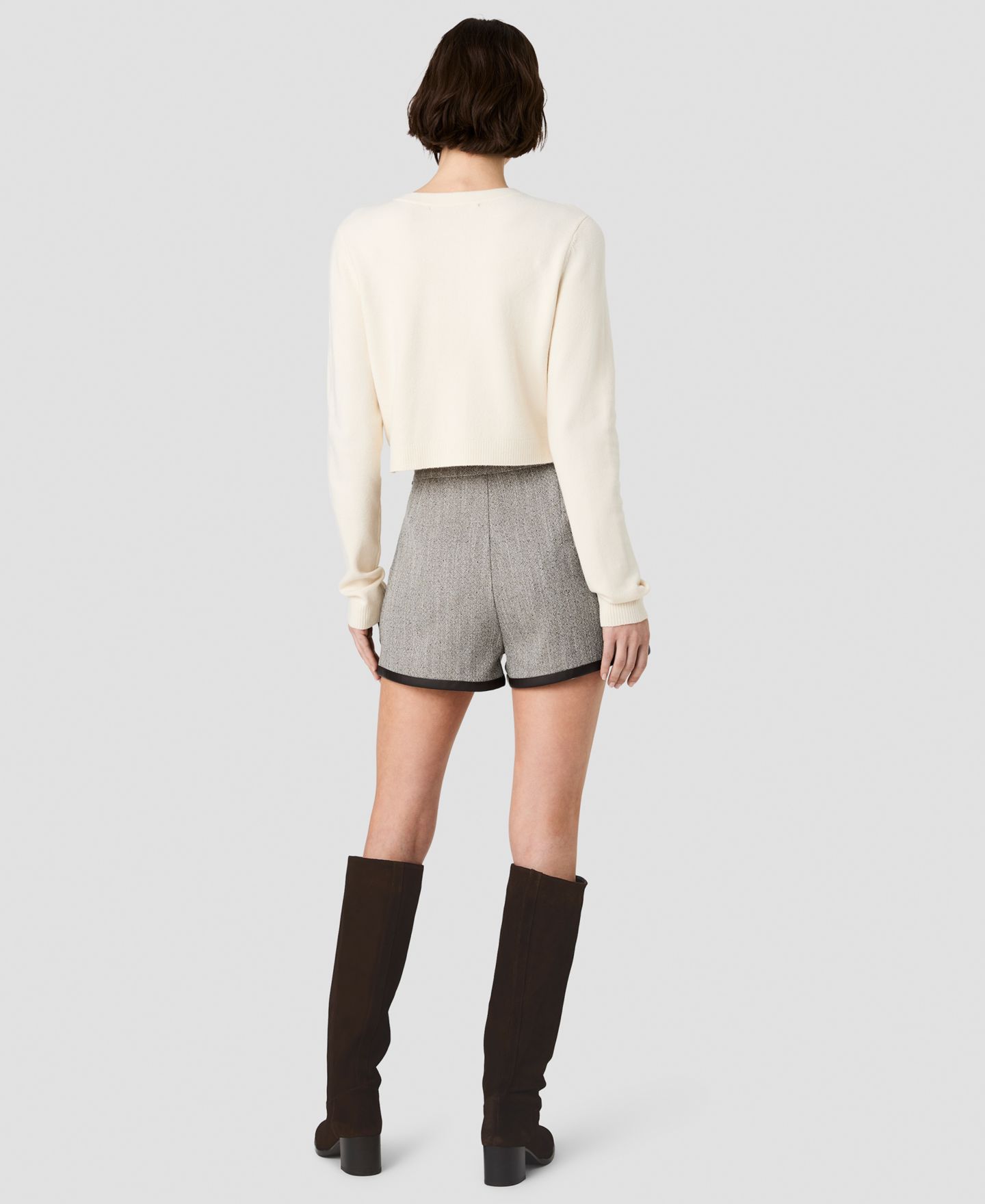 Женские шорты French Connection Speckled Herringbone Mid-Rise, цвет: Серо-коричневый / Какао коричневый — фото 7