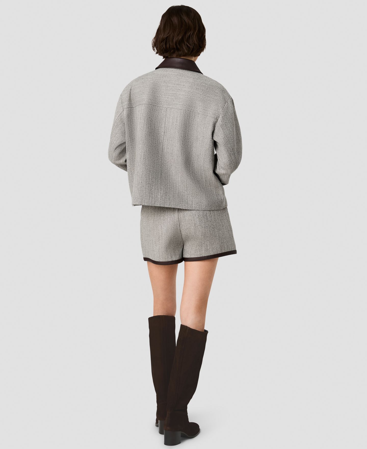 Женская куртка French Connection Speckled Herringbone Cropped Jacket, цвет: Серо-коричневый / Какао коричневый — фото 5