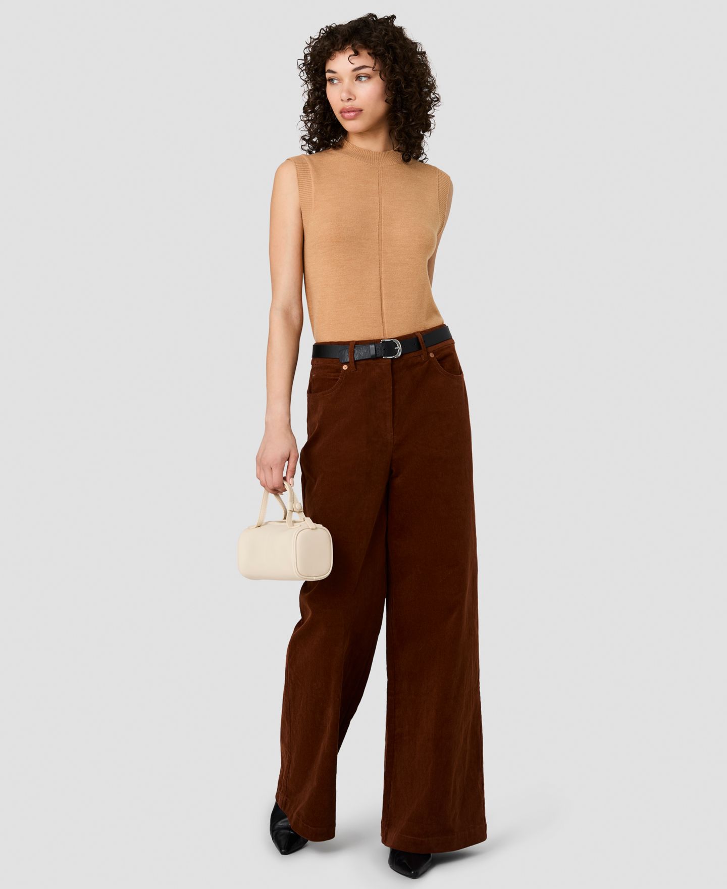 Женские брюки French Connection Casey Corduroy Wide-Leg, цвет: Каштановый коричневый — фото 3