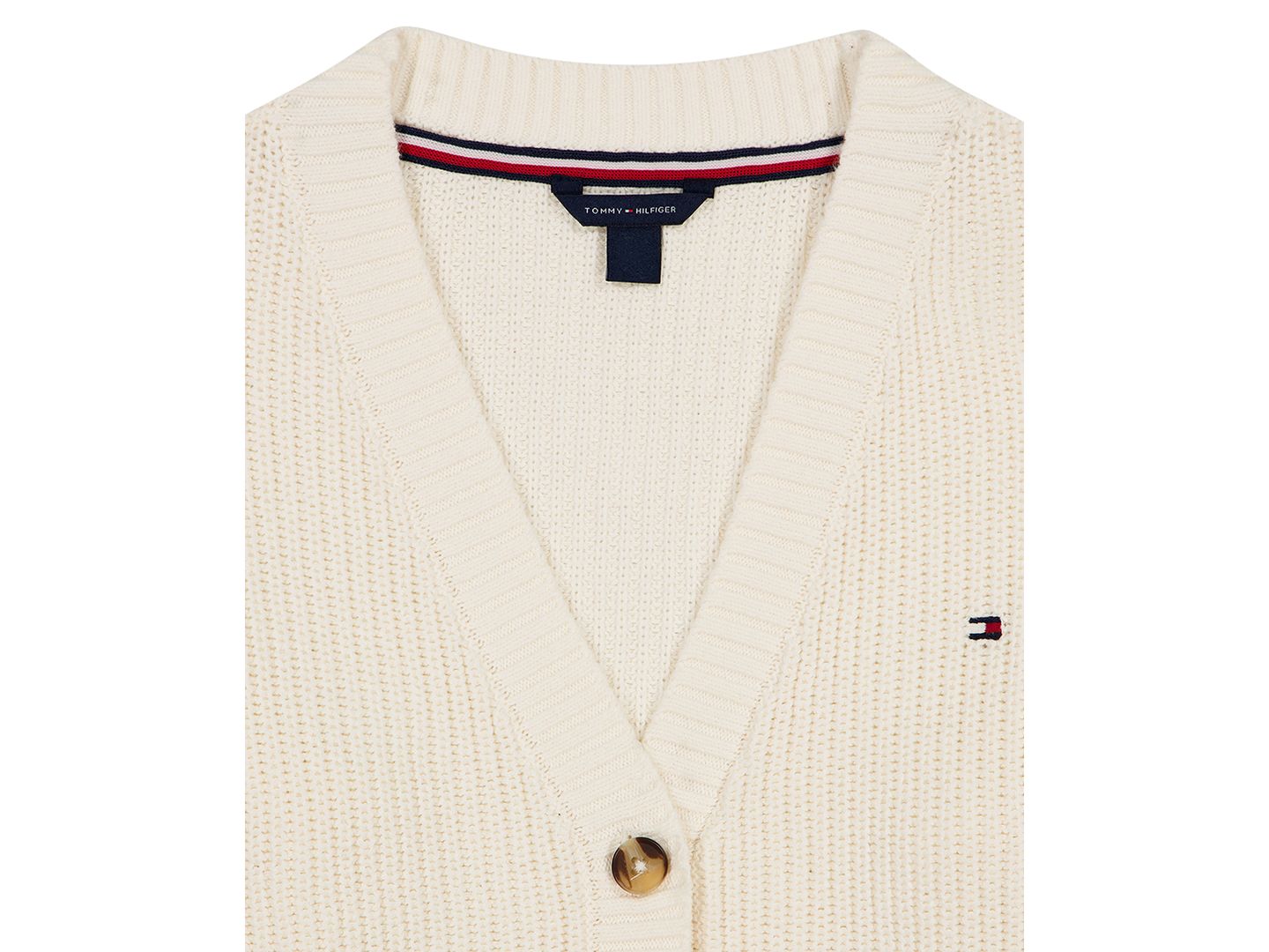 Кардиган Tommy Hilfiger Shaker Rib Cardigan Sweater для девочек, цвет: Натуральный — фото 3