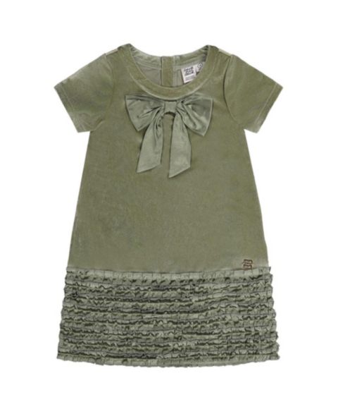 Платье Deux par Deux Short Sleeve A-Line Dress with Bow для девочек, цвет: Зелёный
