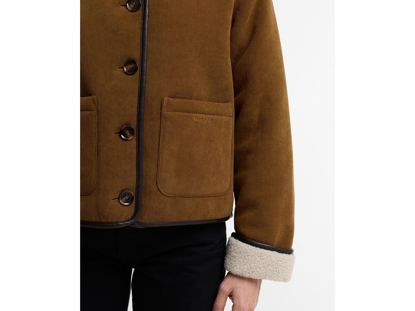 Женская куртка Barbour Penny Fleece, цвет: Рыжевато-коричневый / Экрю — фото 4