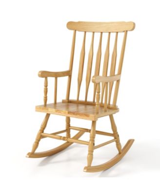 Solid Wood Rocking Chair Porch Rocker Indoor Outdoor Seat Glossy Finish