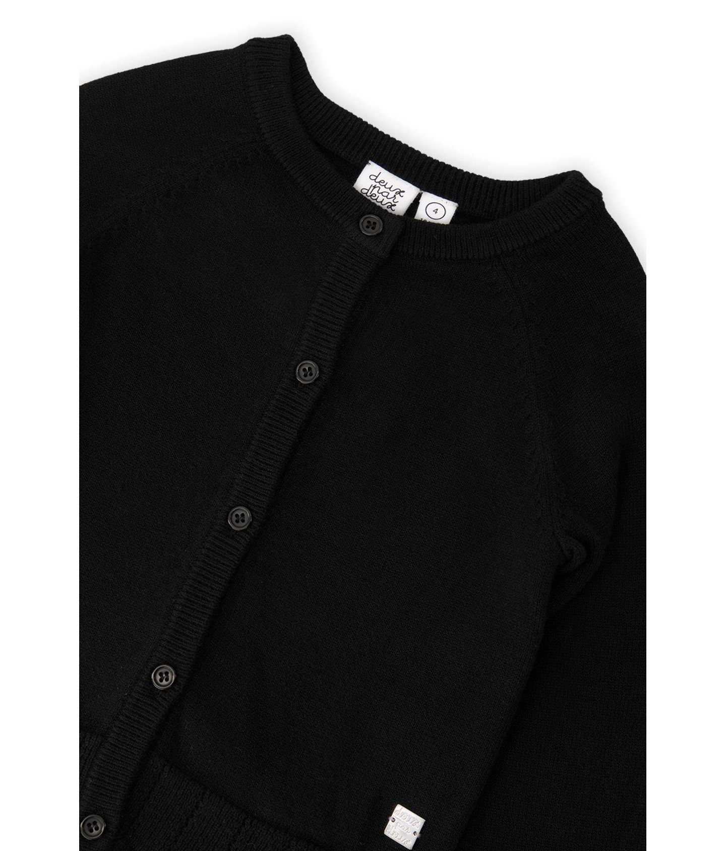 Кардиган Deux par Deux Knit Cardigan Sweater для девочек-малышей, цвет: Чёрный — фото 3