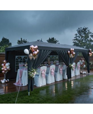 Oxford Fabric Cantilevered Folding Shelter with Eaves, Outdoor Pop-Up Camping Canopy for Patio Beach Backyard