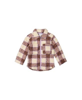 Girls (6-14) Zipped Sherpa Overshirt with Chest Pockets