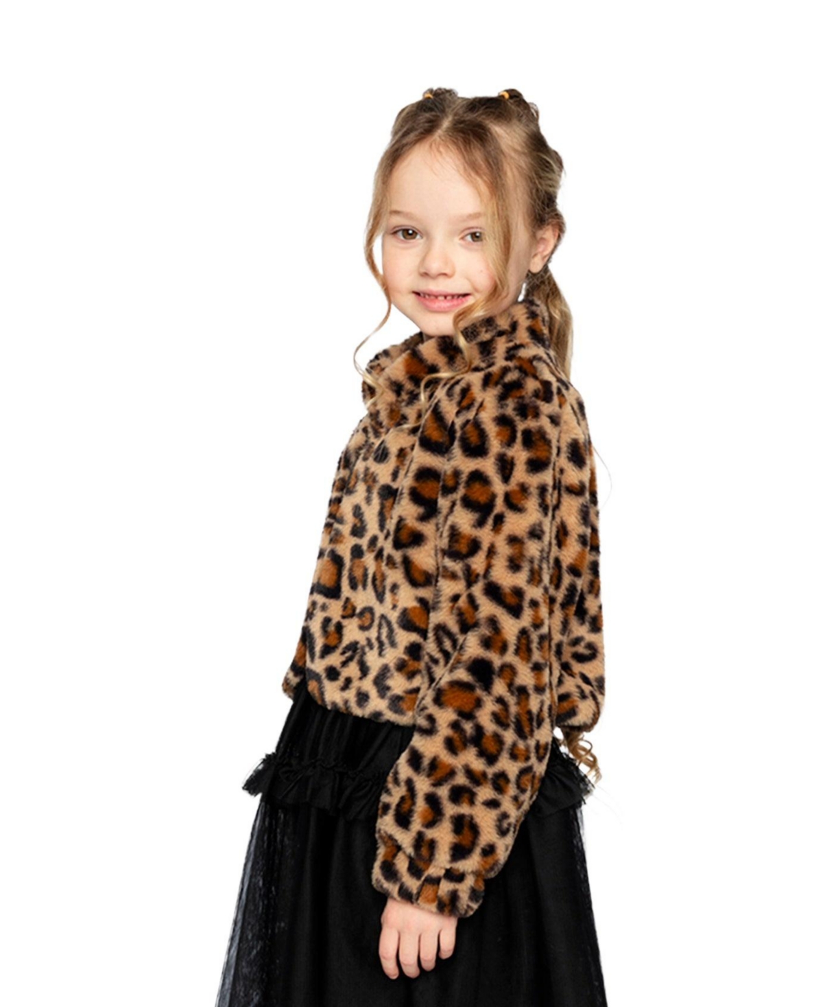 Deux par Toddler Girl 2T-5T Faux Fur Jacket Leopard Print