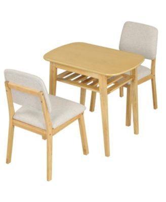3 Piece Kitchen Dining Table Set with Upholstered Chairs for 2 Person