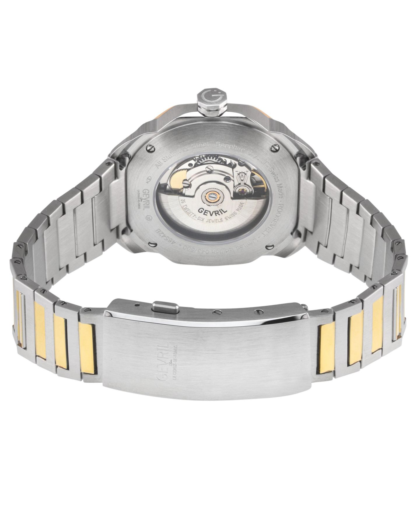 Мужские часы Gevril Roosevelt Swiss Automatic Two tone IPYG/SS Bracelet Watch — фото 3