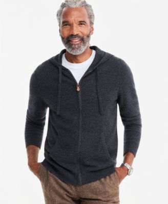 Men's Cashmere Long-Sleeve Hooded Zip-Up Sweater