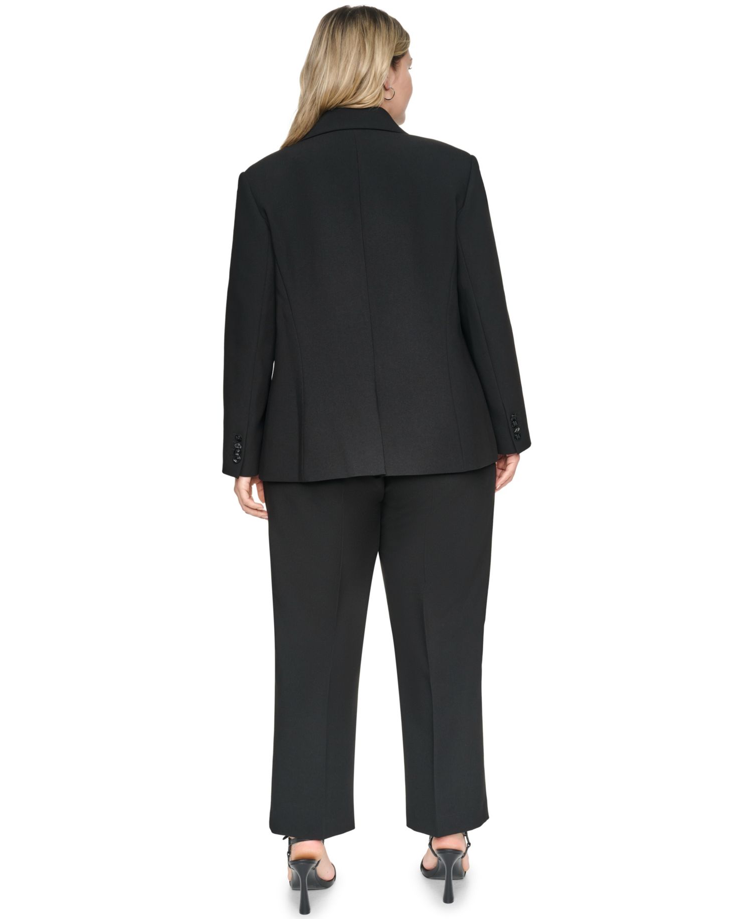 Plus Size One-Button Woven Blazer