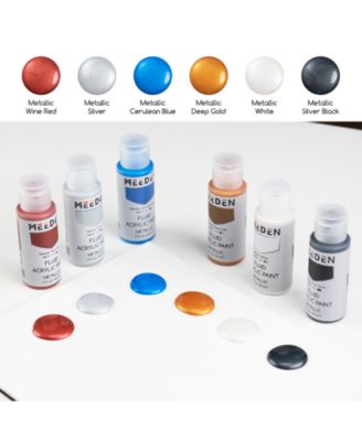 Fluid Metallic Acrylic Paint Set, 6 Vibrant Colors (2 oz, 60 ml), Rich Pigments, High Flow Art Paints for Artists, Adults, Kids