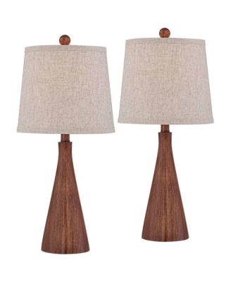 Fraiser 23 1/2" High Cone Small Mid Century Modern Accent Table Lamps Set of 2 Wood Finish Living Room Bedroom