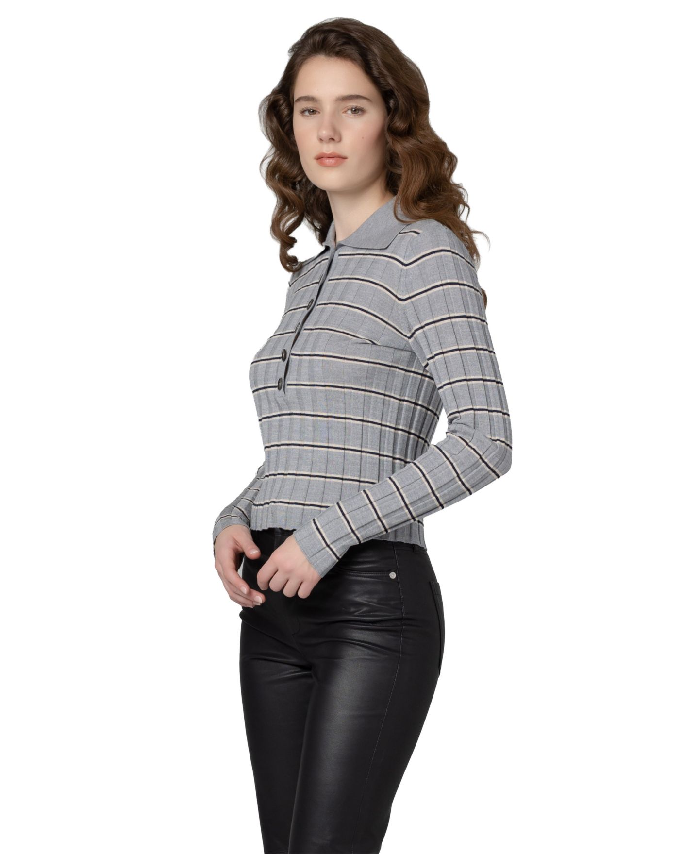 Женский топ Blank NYC Striped Second Date Knit Polo — фото 3