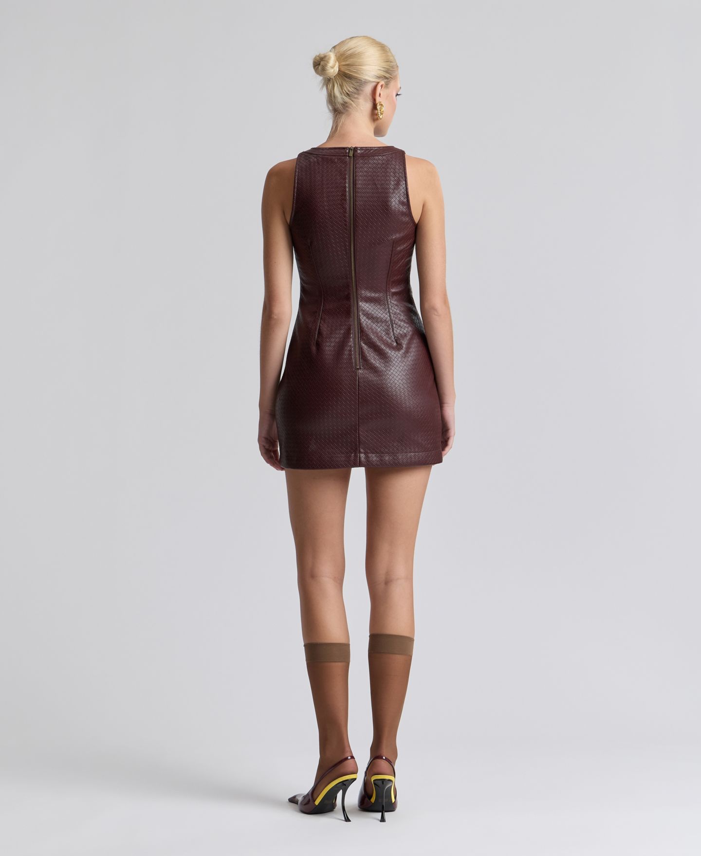 Женское платье Avec Les Filles Square-Neck Mini, цвет: Бордовый — фото 5