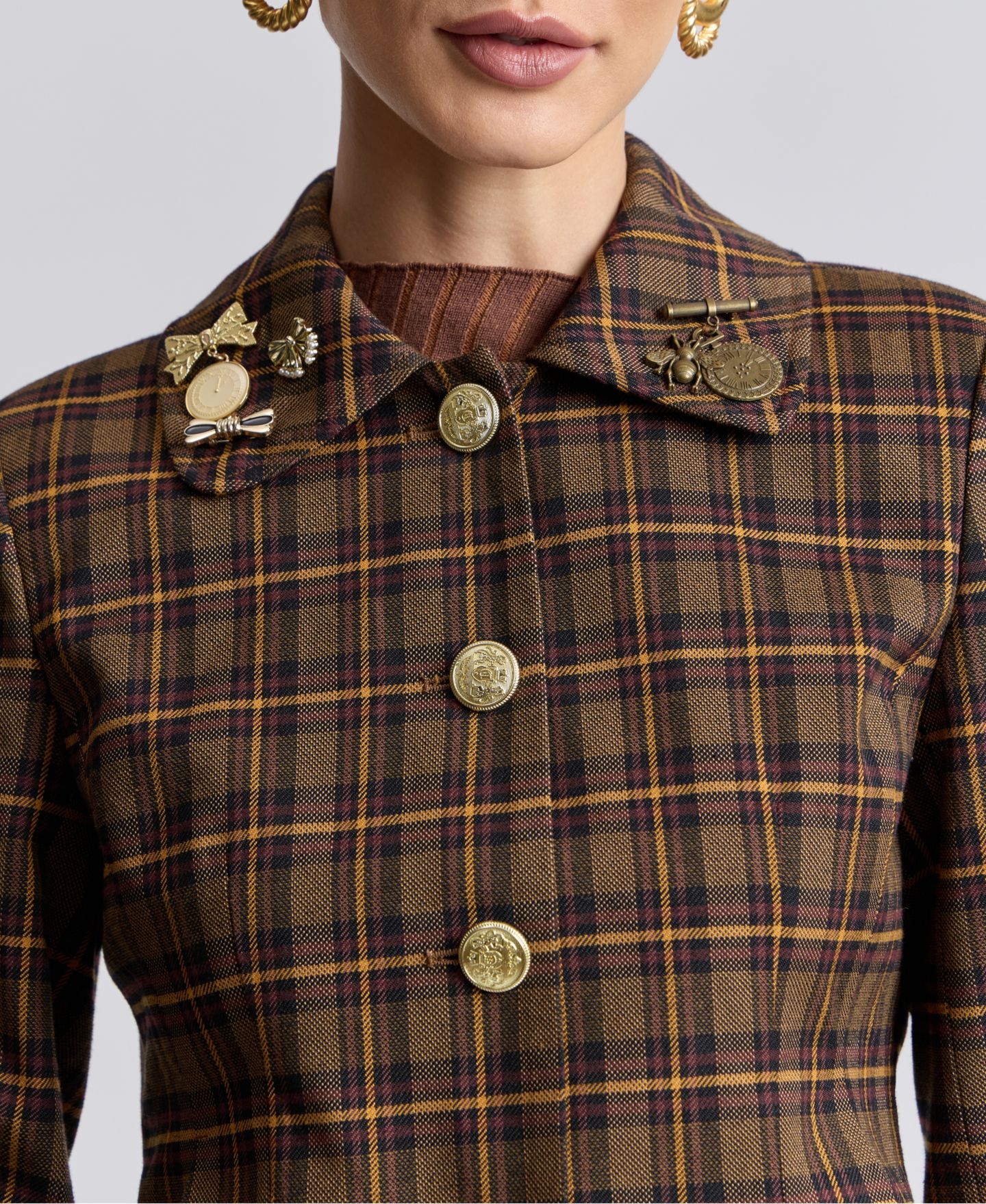 Женская куртка Avec Les Filles Slim Spread Collar, цвет: Клетчатый — фото 9