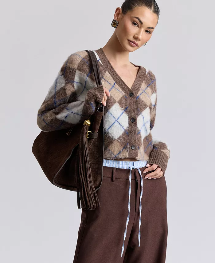 Women's Argyle Jacquard Cardigan - thumbnail 7