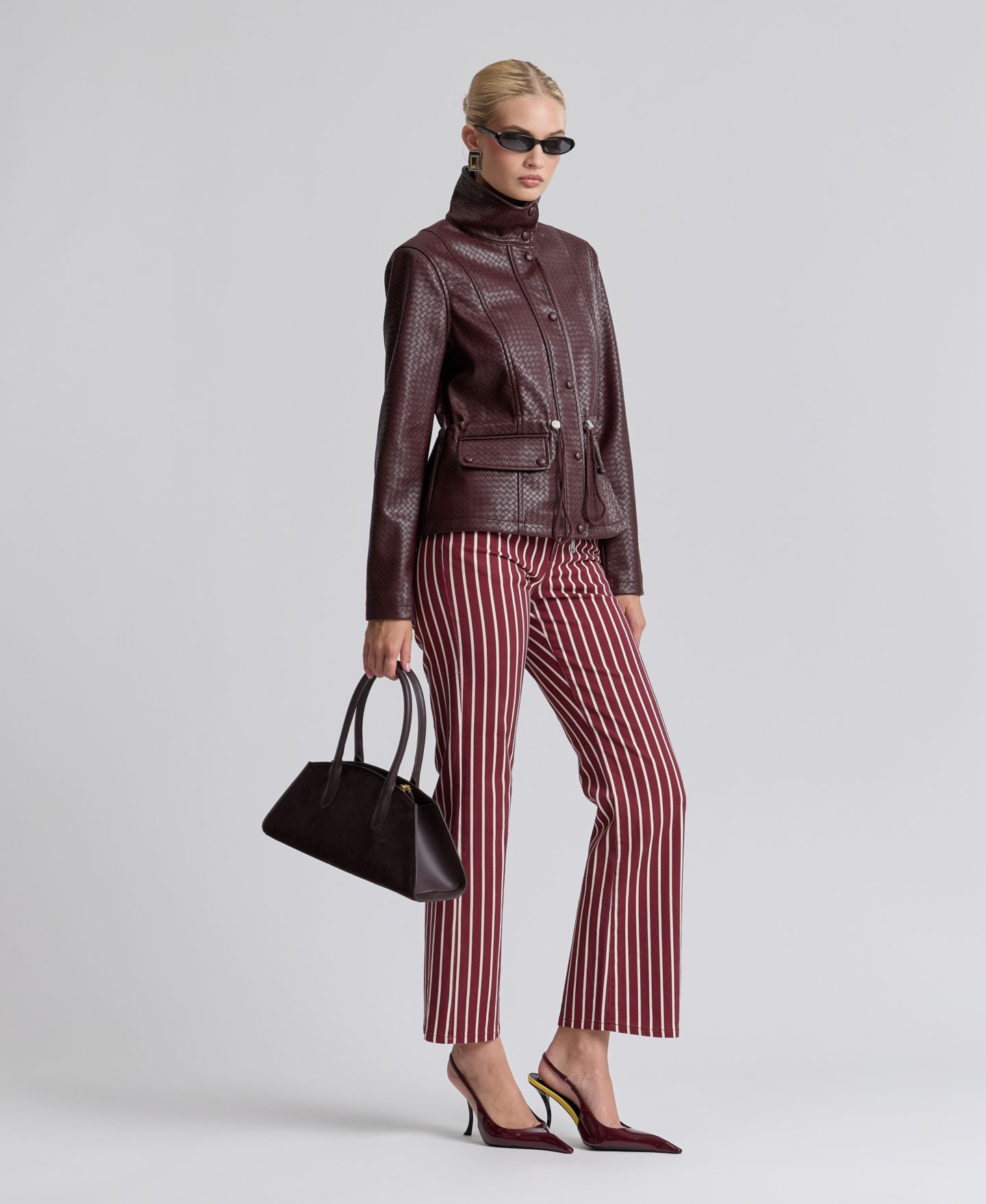Женская куртка Avec Les Filles Textured Mock-Neck, цвет: Бордовый — фото 7
