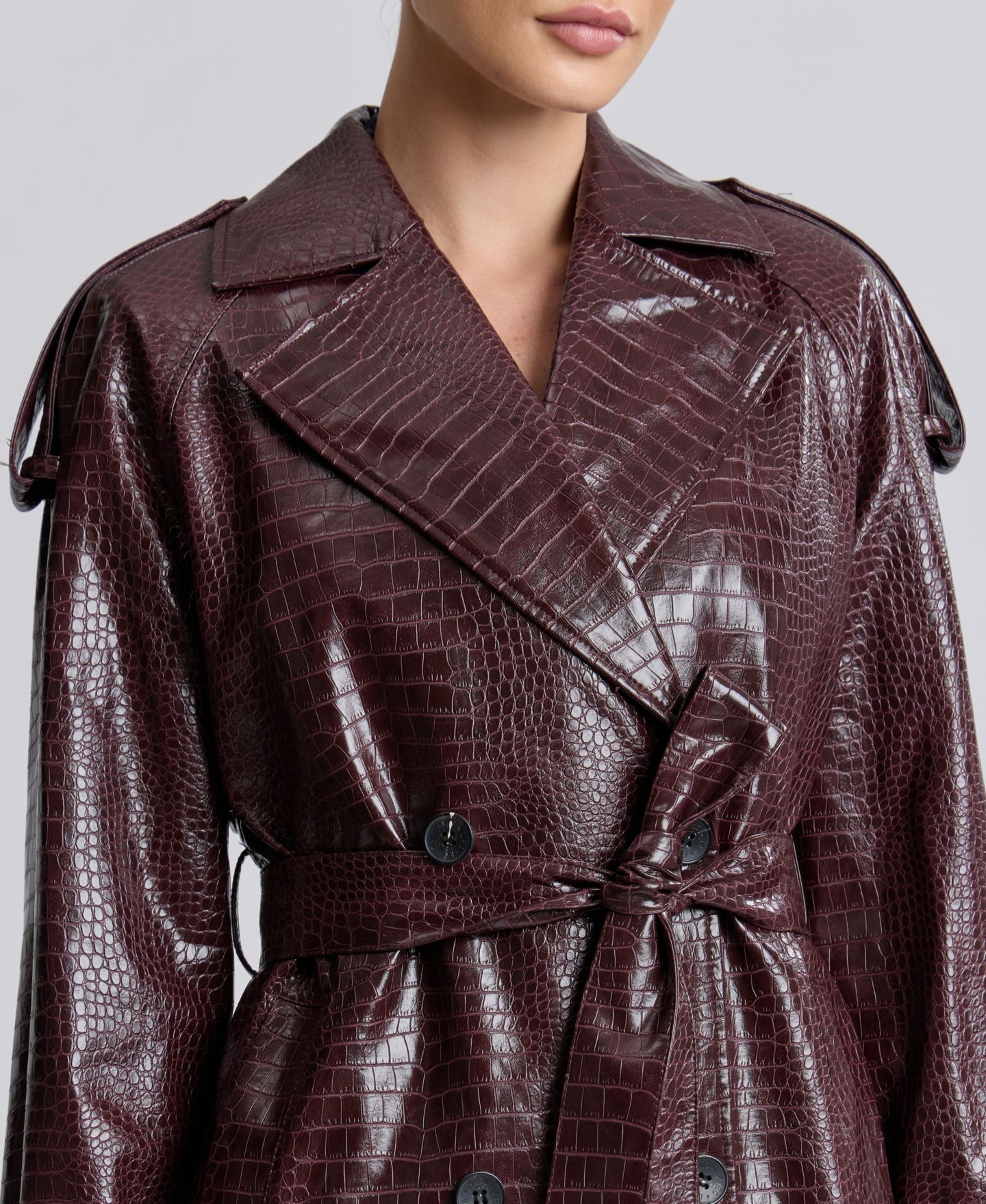 Женское пальто Avec Les Filles Maxi Double-Breasted Trench, цвет: Тёмный красный — фото 10