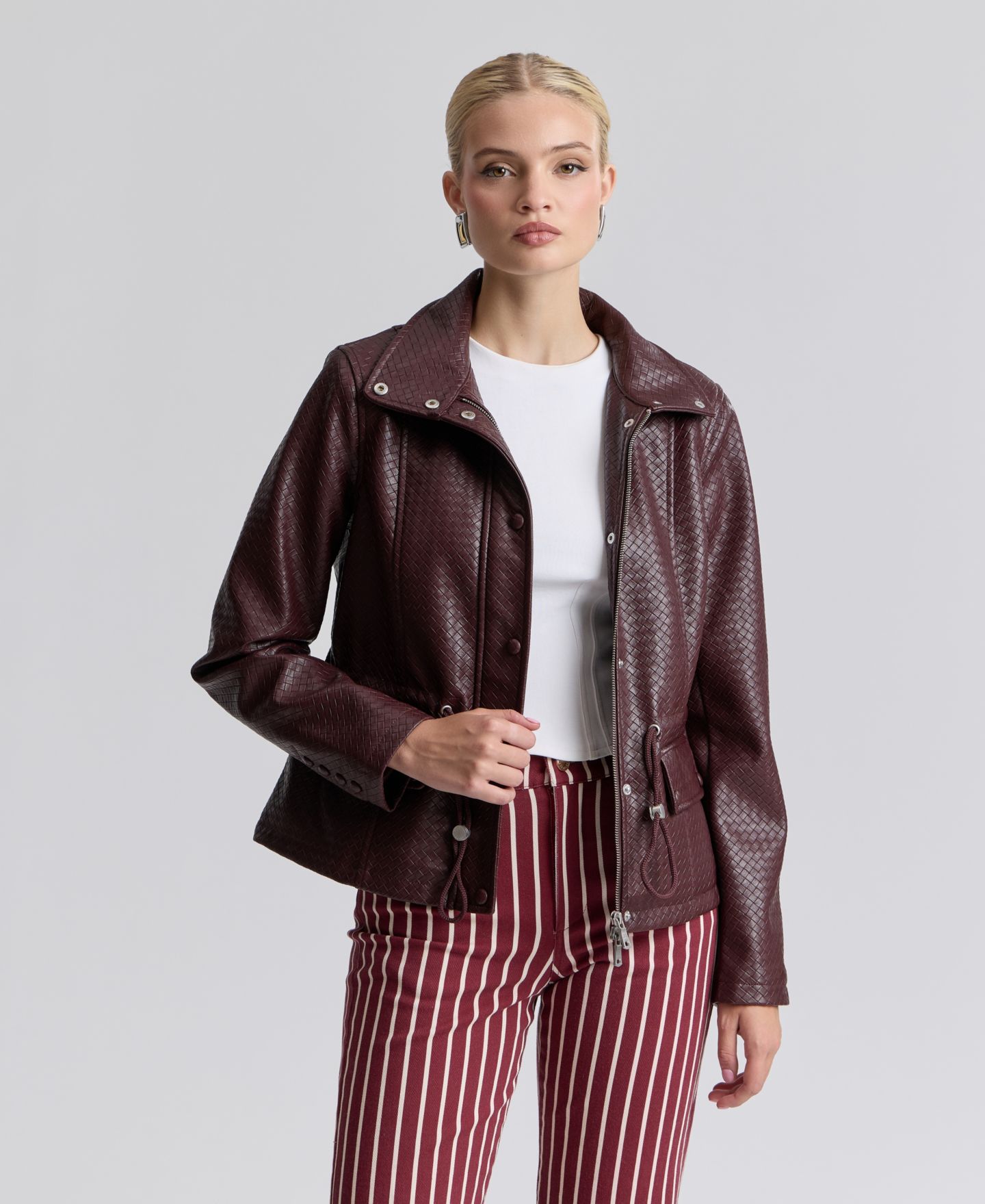 Женская куртка Avec Les Filles Textured Mock-Neck, цвет: Бордовый — фото 2