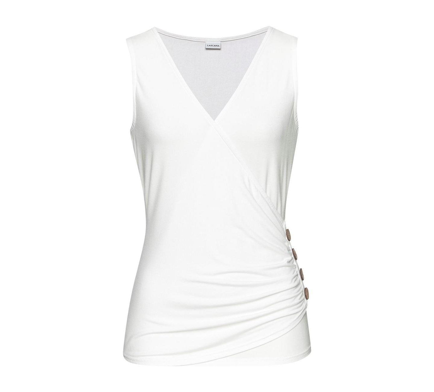 Женский топ Lascana Viscose Side Button Look Sleeveless — фото 4