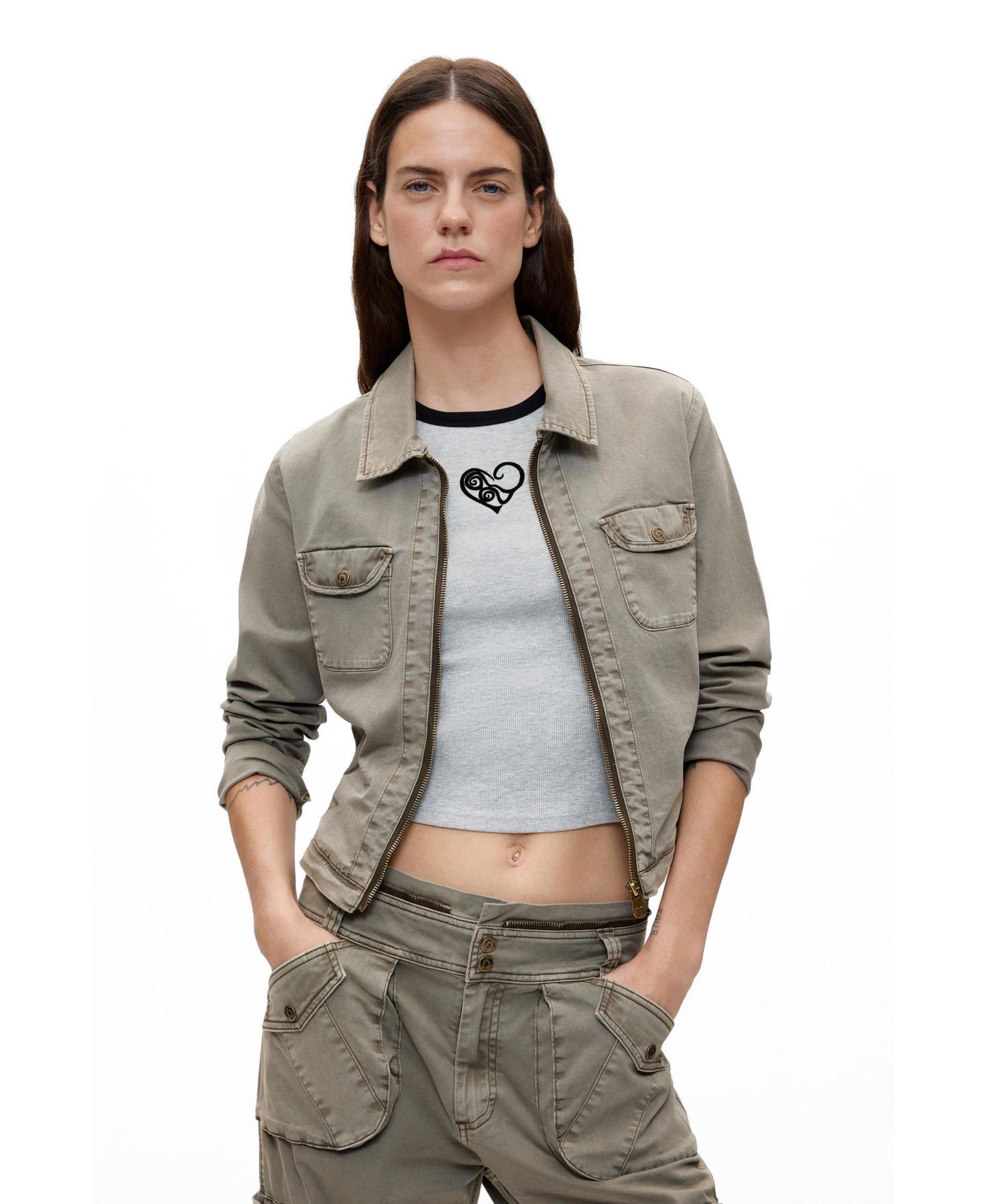 Женские брюки Desigual Cargo Multi-Pocket Trousers, цвет: Светлый зелёный — фото 2