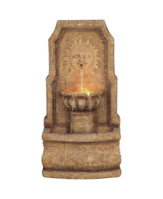 Sun Villa 37" High Large Italian Outdoor Decor Faux Stone Floor Fountain with Light LED Outside Garden Patio