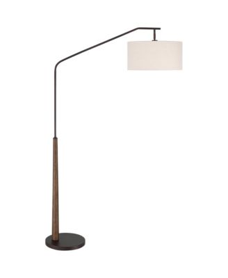 Kipling Farmhouse Rustic 76" Tall Standing Floor Lamp Large Arc Foot Switch Bronze Wood Living Room Bedroom