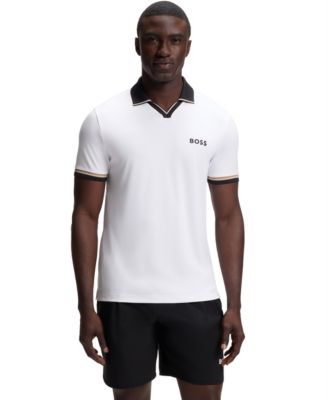 BOSS by Men's Signature-Stripe Active Slim-Fit Polo Shirt