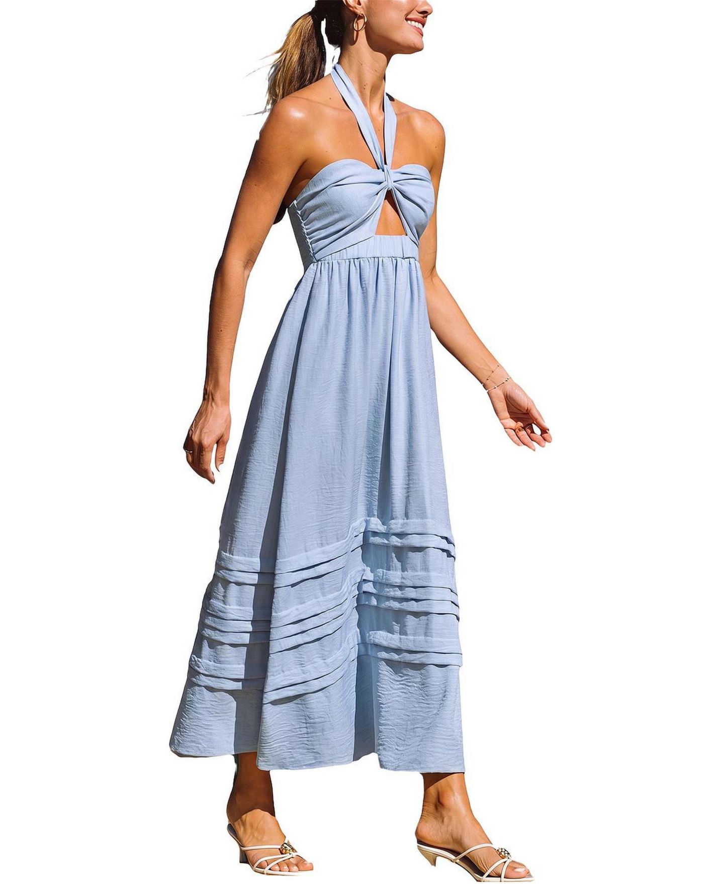 Женское платье Cupshe Secret Garden Blue Maxi Beach, цвет: Пастельный синий — фото 2