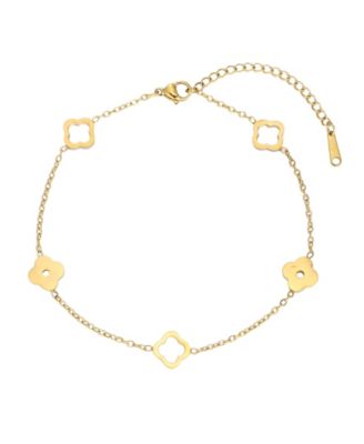 Tarnish Resistant Gold Bolo Clover Station Anklet
