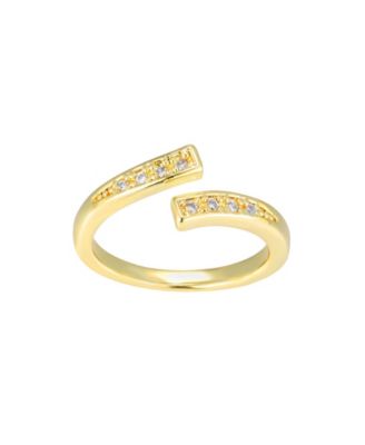 Gold Cubic Zirconia Floating Bands Open Adjustable Toe Ring