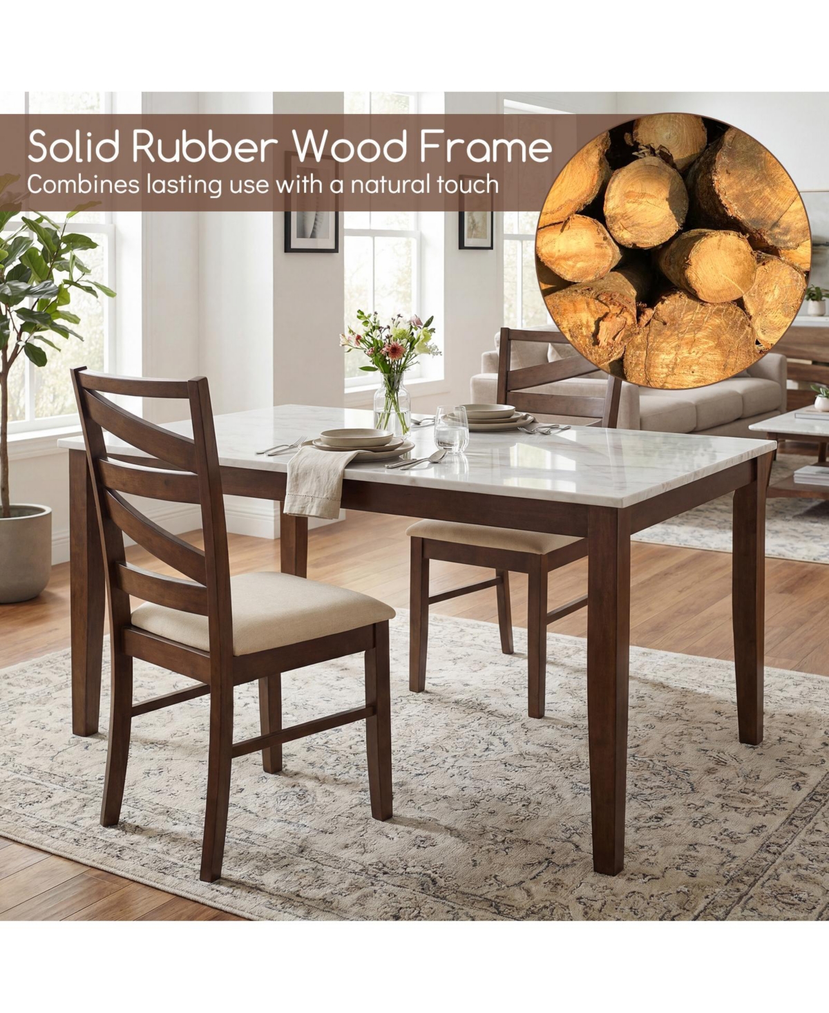 Gymax Dining Chairs Set of with Tall Backrests Linen Fabric Upholstered Seats