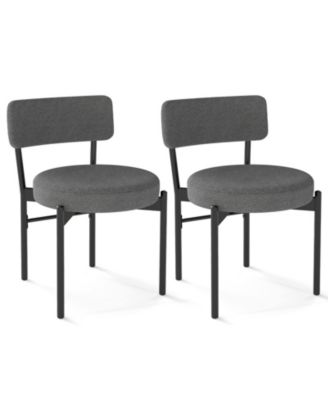 Set of 2 Dining Chairs with Curved Backrest and Cushioned Seat