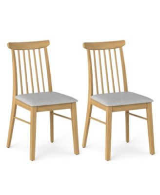 Set of 2 Fabric Upholstered Dining Chairs Rubber Wood Frame Armless