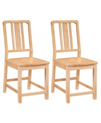 Rubber Wood Dining Chairs Set of 2 with Hollowed Backrest