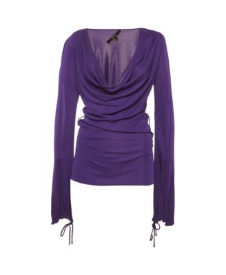 Women's Cowl Neck Ruched Long Sleeve Top