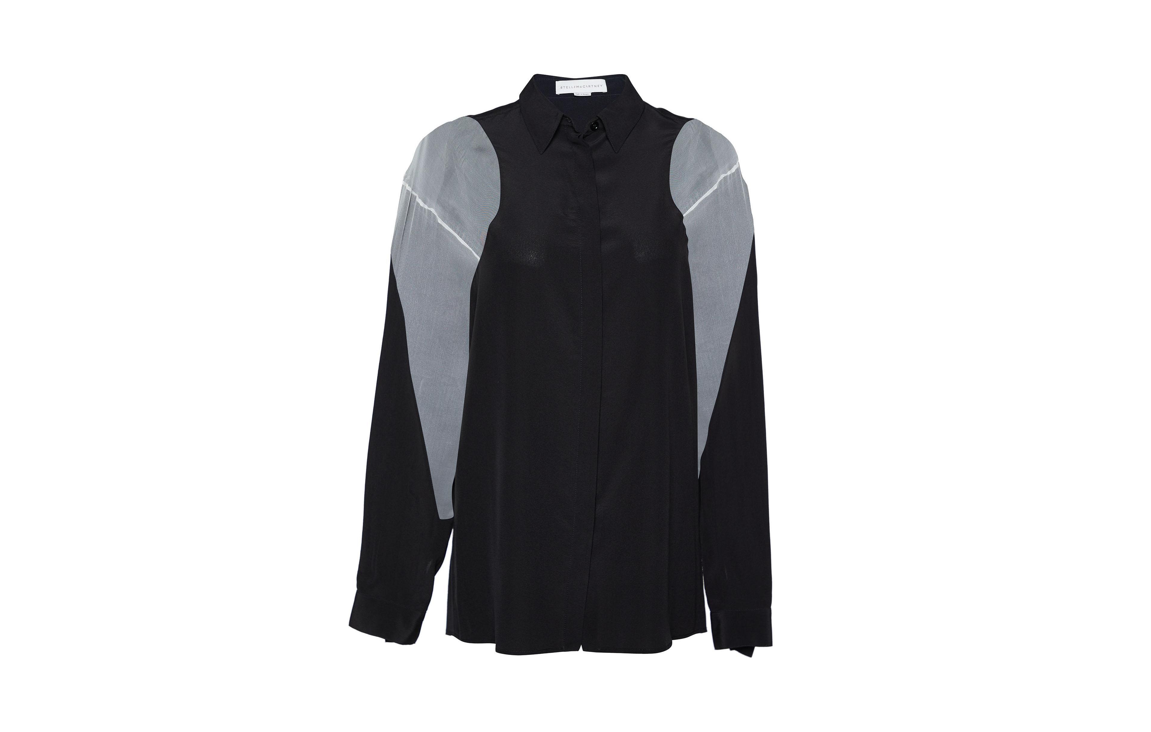Pre-Owned Stella Mccartney Women's Silk Contrast Panel Button-Front Shirt