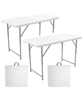2 pieces Outdoor Portable HDPE Folding Table with Carrying Handle for Picnic Camping Party Indoor and Outdoor Use