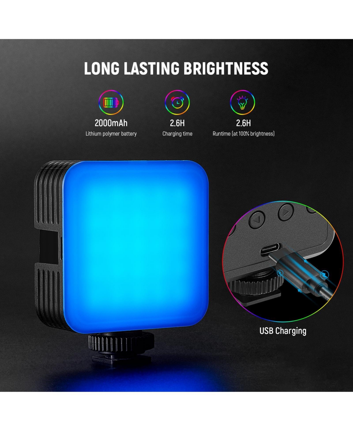 Neewer RGB61 Led Video Light with 2000mAh, 2500K-8500K, Cri 97