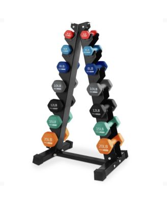 146 Pound Neoprene Dumbbell Full Body Weight Set with Storage Rack