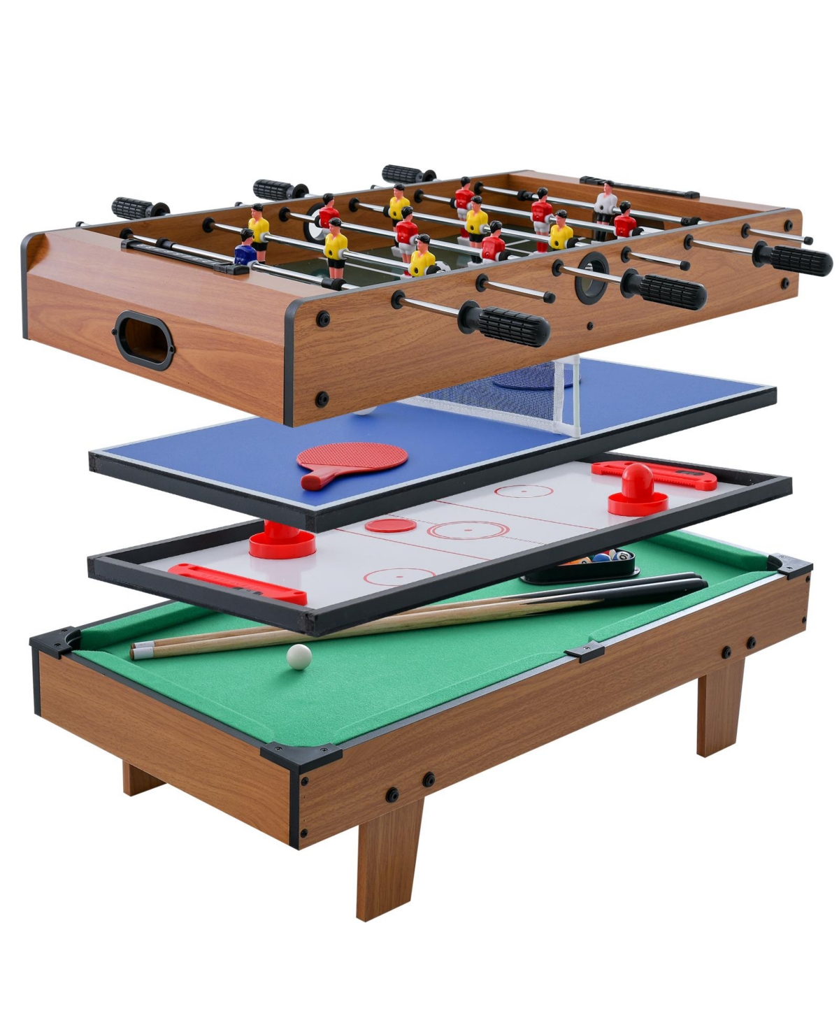Slickblue Multi Game Table 4-in-1 Set with Foosball, Pool, Air Hockey and More